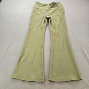 Athleta Elation Rib Crop Flare Yoga Pants Sage Green Ribbed High Rise Large Tall